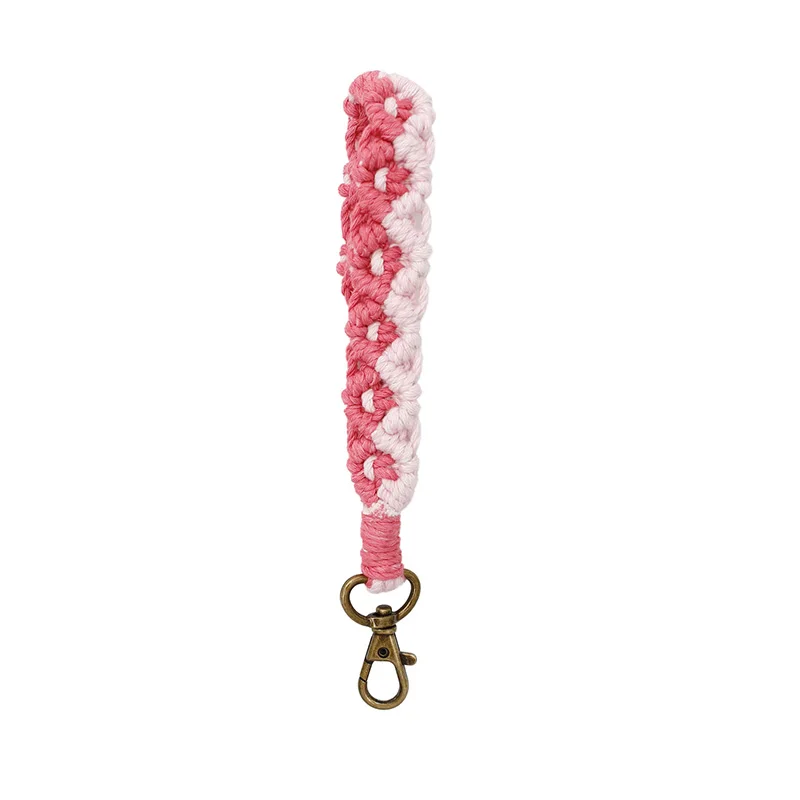 Hand Crocheted Flower Lanyard Anti-lost Wrist Strap Key Chain For Mobile Phone Bags Pendants Decorative Macrame Gift Accessories