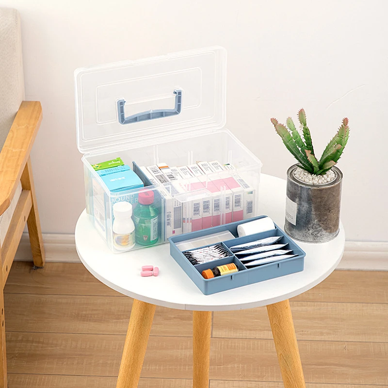 صندوق دواء عائلي سعة كبيرة صندوق دواء للإسعافات الأولية صندوق تخزين قناع صندوق تخزين الأدوية طقم شاي صندوق تخزين محمول #5