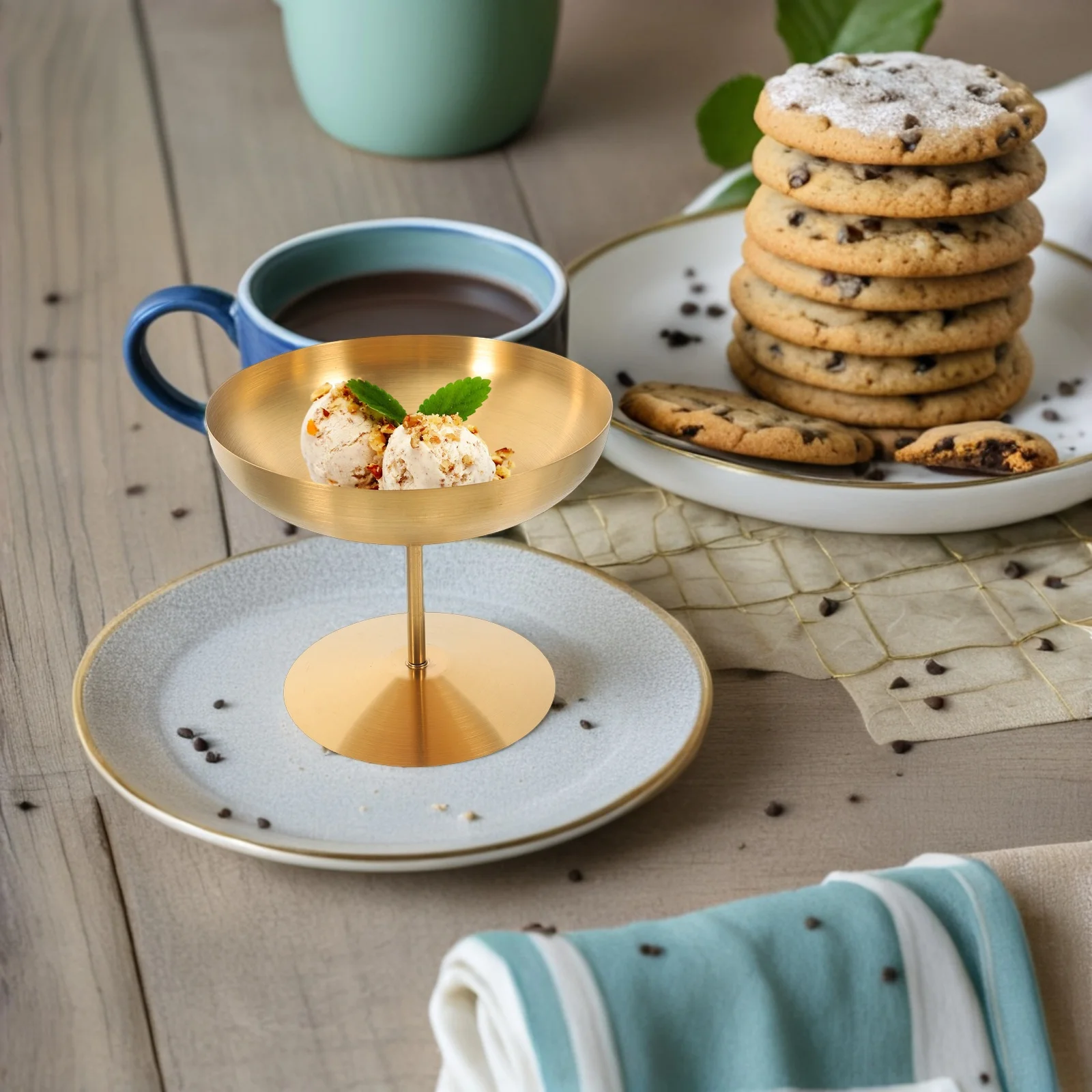 

Stainless Steel Dessert Cup High Footed Ice Cream Bowls Polished Finish Elegant Presentation Suitable for Salads Fruits Pudding