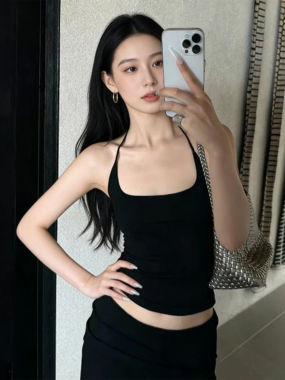 Women's Sporty  Strap Vest Integrated Backless Bra Top with Chest Pad Summer Outerwear Inner Match Beautiful Back