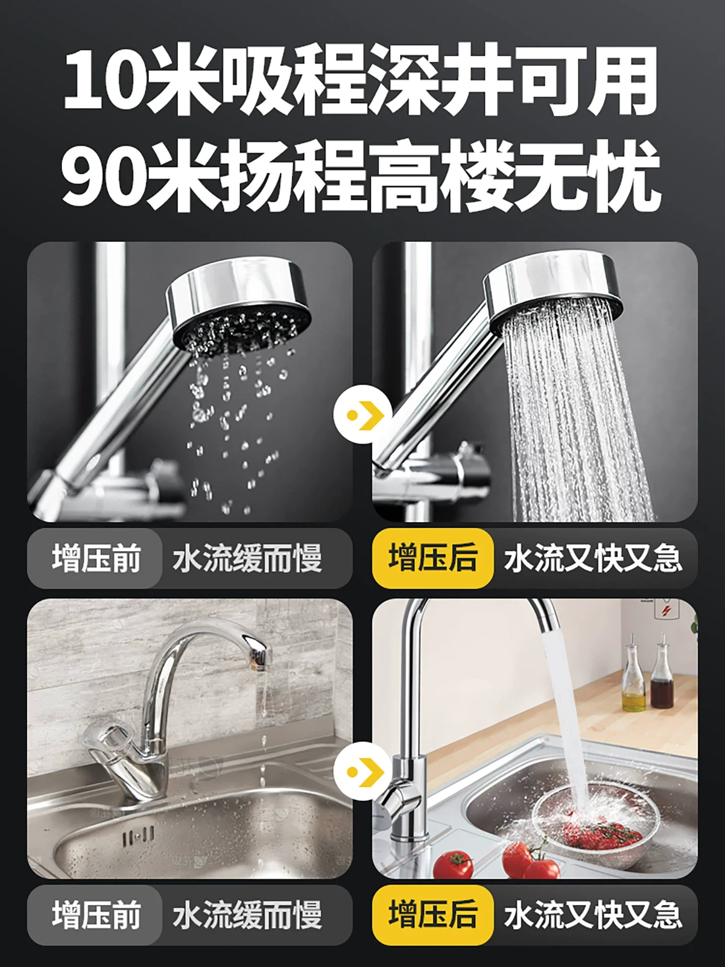 Booster silent self-priming pump, household automatic tap water pump, pressure pipeline pressurized water pump