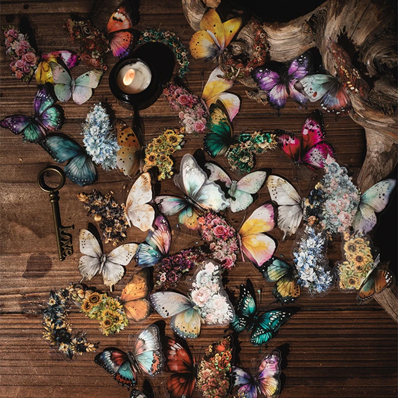 2 pacotes de 60 adesivos decorativos de conta manual de flor de borboleta DIY para escultura em gel decorativo