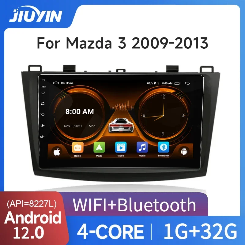 JIUYIN 2 Din Android 12 Car Radio for Mazda 3 2009 2010 2011 2012 2013 Multimedia Player 4G GPS Navigation Carplay DVD Head Unit