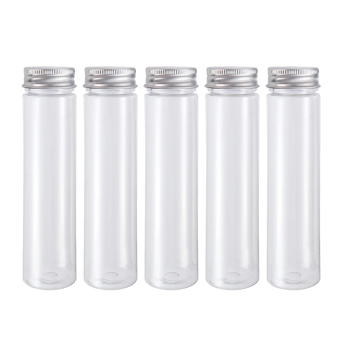 

Flat-Bottomed Plastic Clear Test Tubes With Screw Caps Candy Cosmetic Travel Lotion Containers