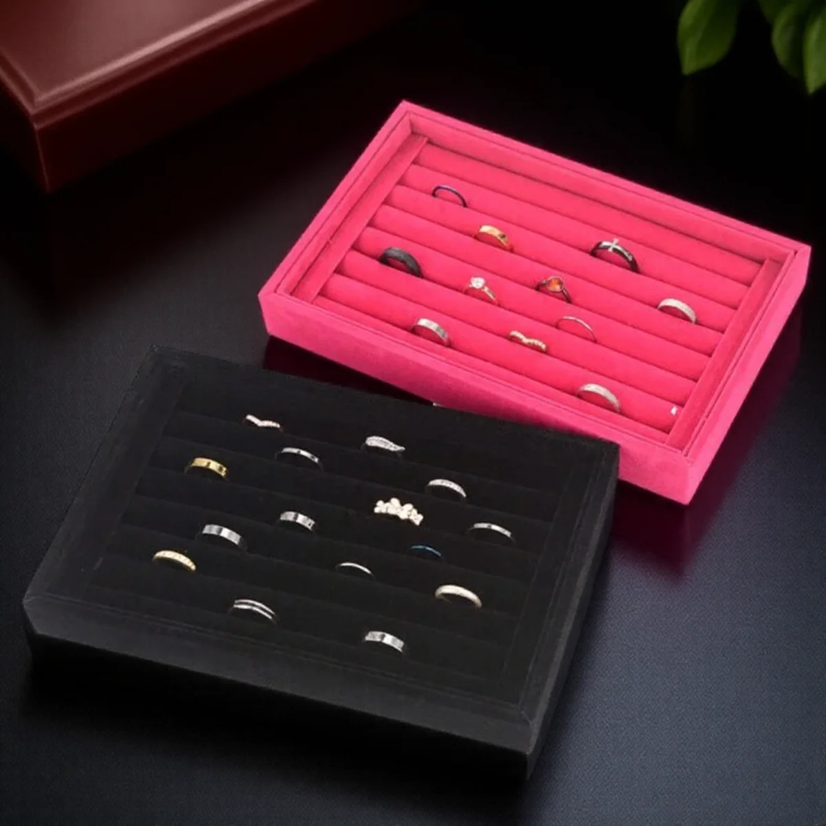 

1PC Velvet Jewelry Box Suede Ring Earring Organizer Display Stand Holder Rack Showcase Plate Jewelry Case Accessory Storage