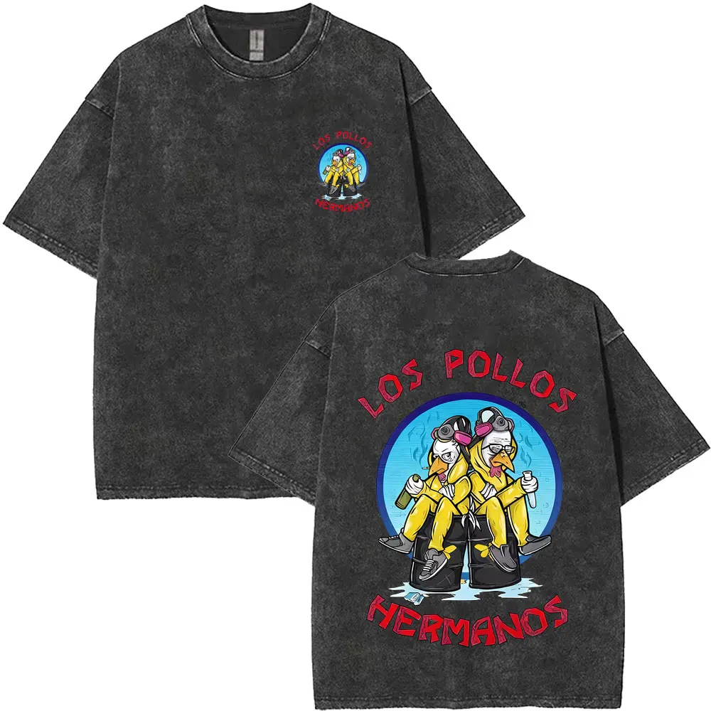 

Washed Vintage Men Women Tv Show Breaking Bad Los Pollos Hermanos T-shirt Heisenberg Walter Jesse Pinkman Funny Chicken T shirts