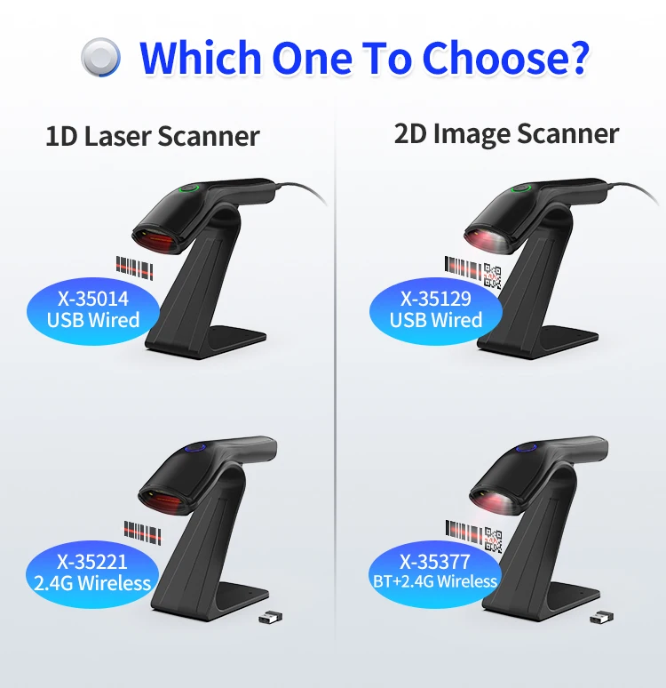 X-3500 Handheld 2D Barcode Scanner 1D Wired Barcode Reader USB QR Code Scanner Inventory Barcode Scanning With Stand