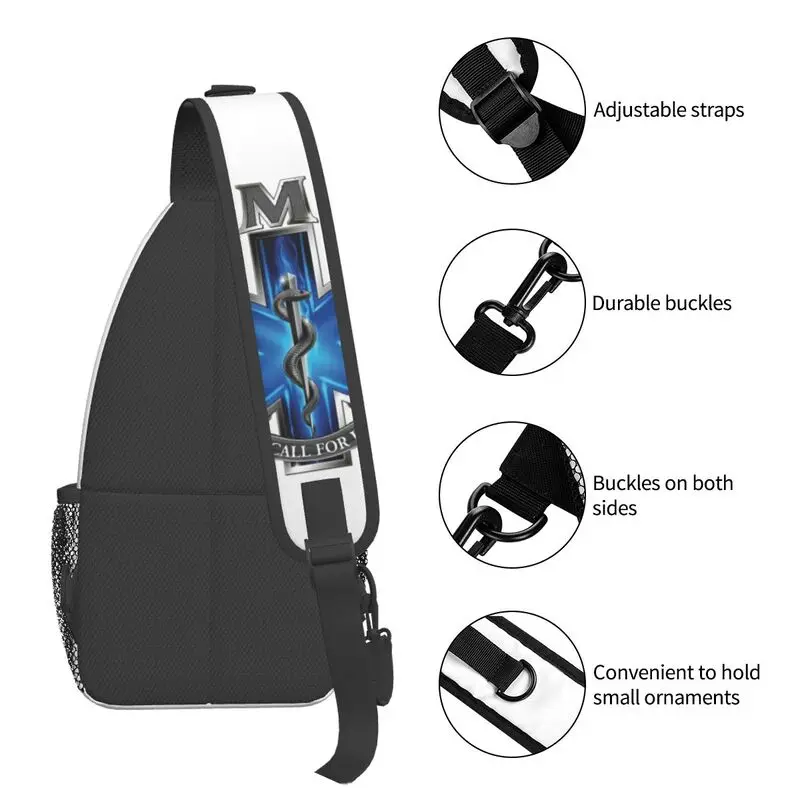 Ems Star of Life Sling Bag for Men, paramédico médico, peito de ombro, mochila crossbody, ciclismo, camping, mochila, moda emt