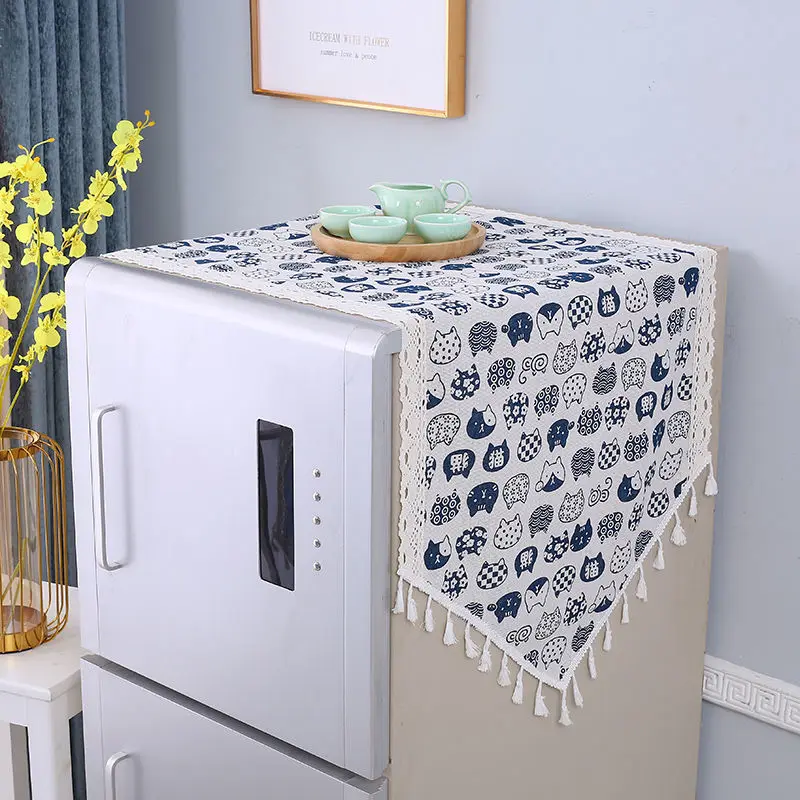 Simple Kitchen Household Refrigerator Covers Cabinet Washing Machine Dust-proof Cover Tassels Decorative Protector All-purpose