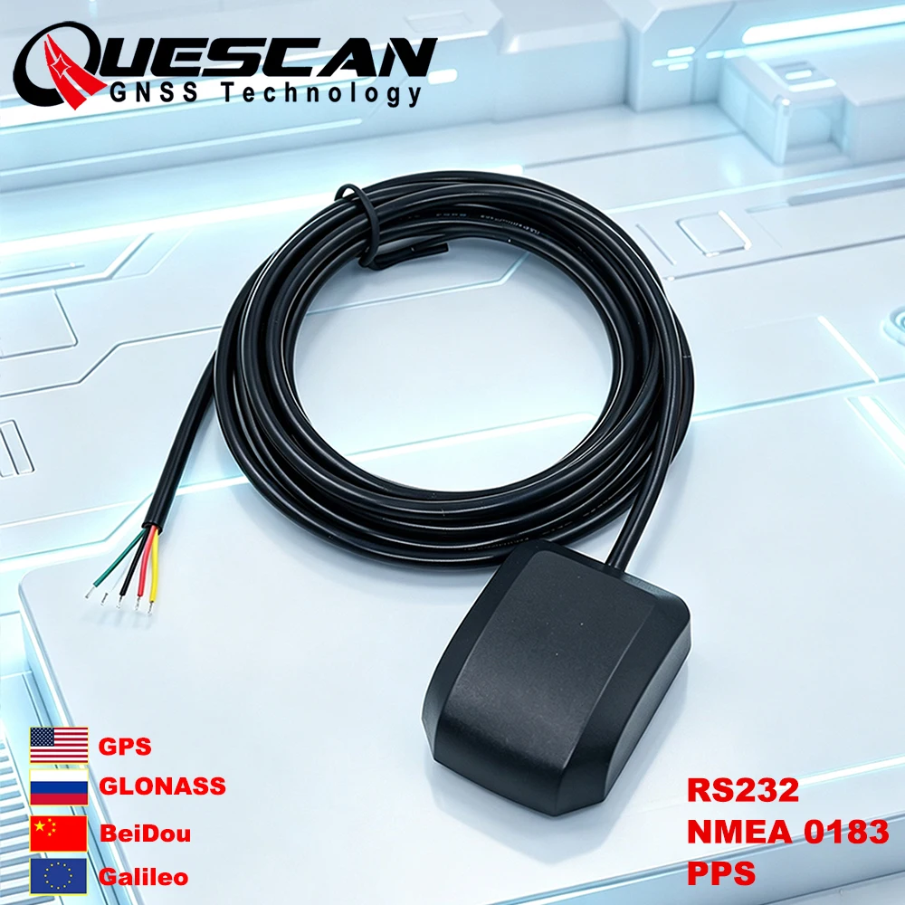 QUESCAN 5V Serial RS232 GPS Receiver NMEA 0183 1PPS Time Pulse for NTP PTP GM‑Clock disciplining GNSS GPS Galileo GLONASS BeiDou