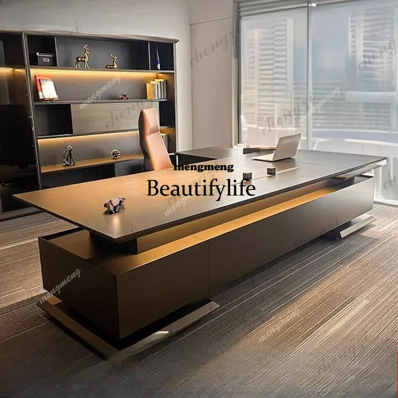 

51 High-end light luxury boss, president's desk, general manager's room, large class desk simple modern table and chair combinat