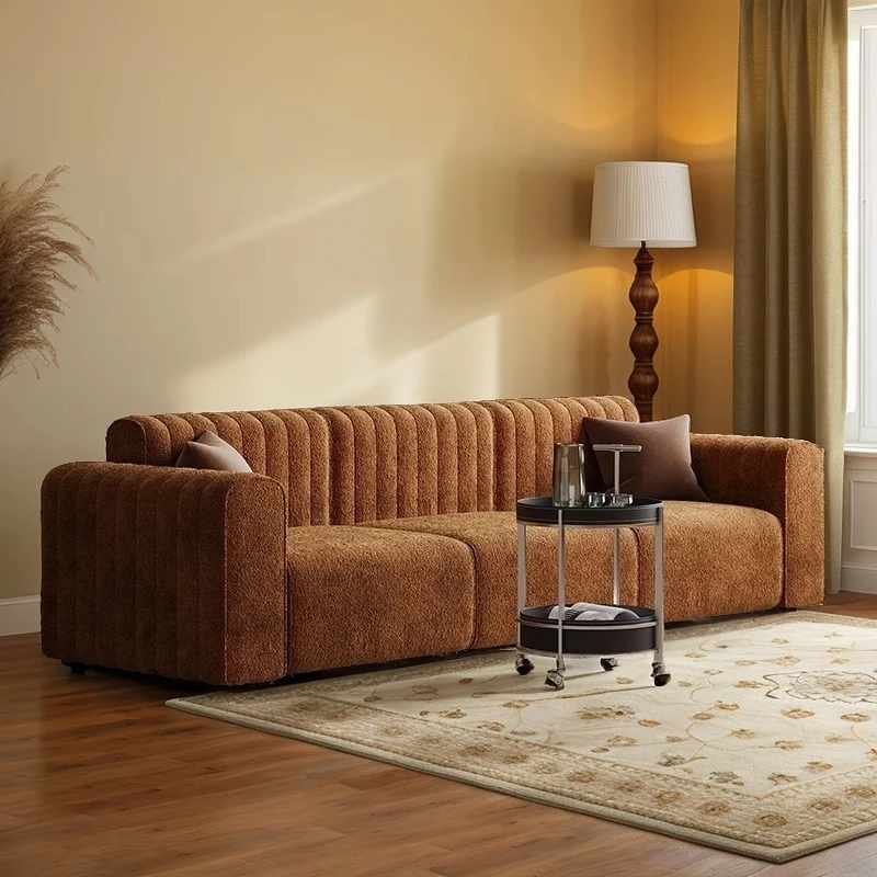 Vintage style designer modular fabric sofa, vintage wabi-sabi style living room homestay beauty salon reception sofa