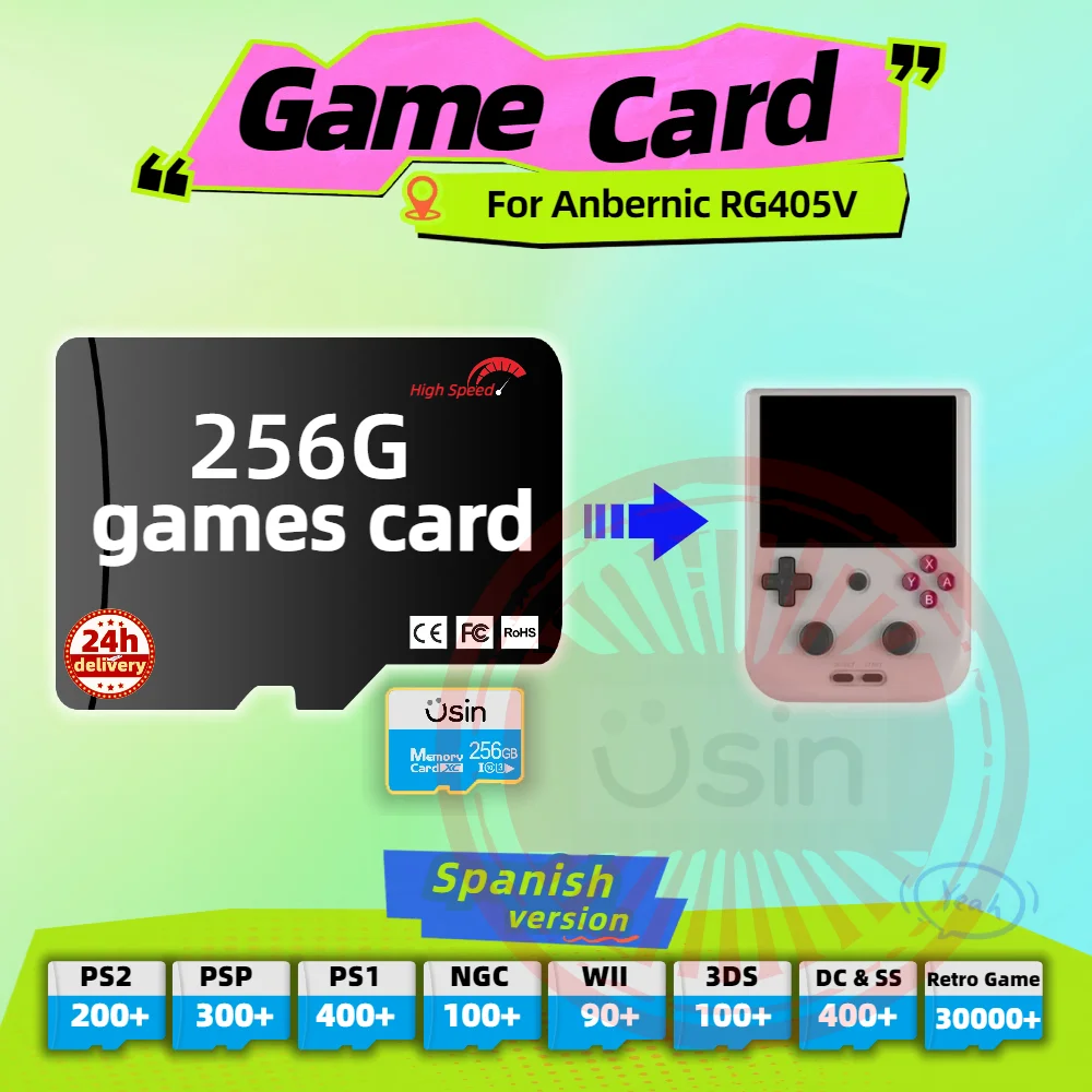 Memory Game Card For Anbernic RG405V RG406V Spanish version Retro PS2 PSP Games Android Gaming portable Console SD TF 256G