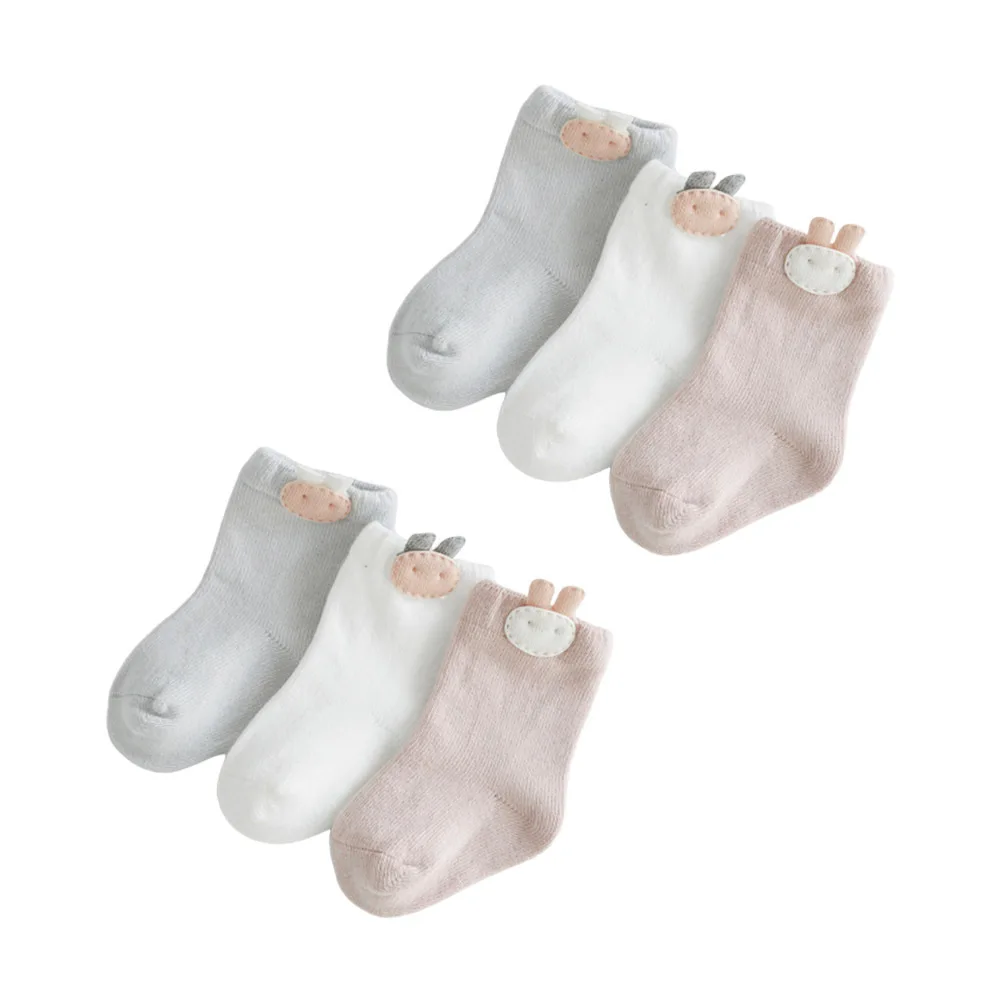 3 زوج الطفل جوارب قطنية الكرتون تنفس قابل للتعديل عدم الانزلاق الاطفال الأحذية أرنب حجم S 6-12 أشهر الطفل الجوارب #6