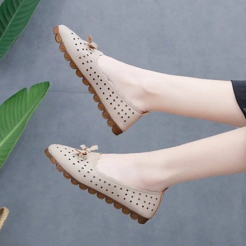 With Bow Flat Round Toe Office Ladies Summer Footwear Flats Shoes for Women 2024 Lastest Quick Delivery Discount Slip on Spring