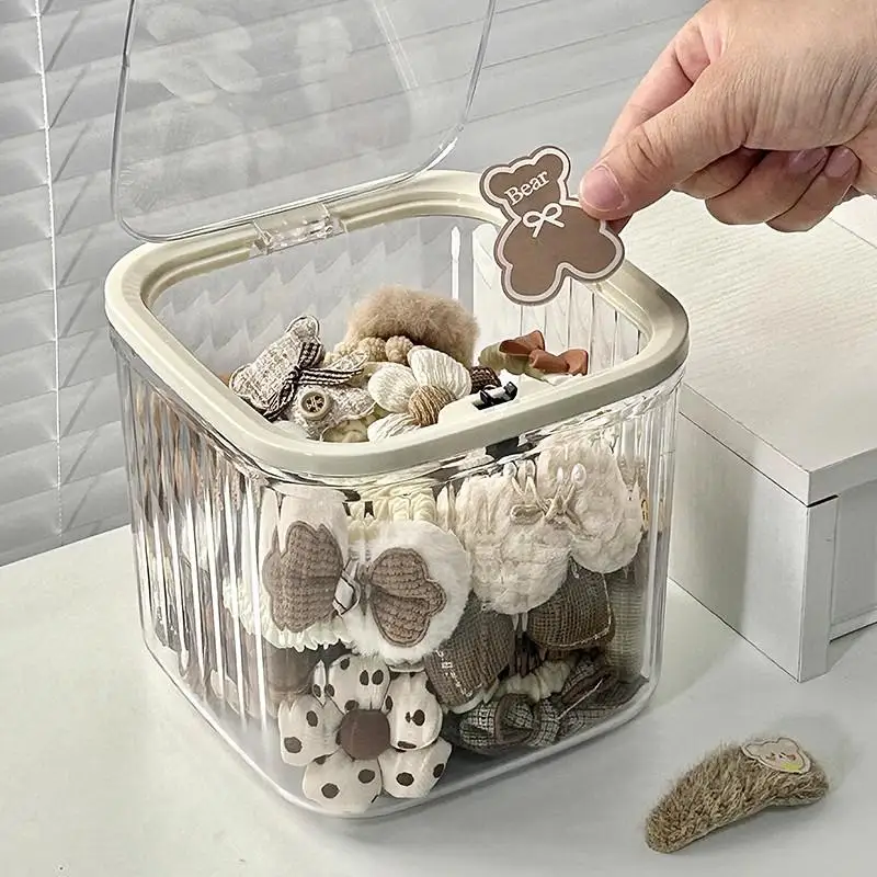 Transparent Mini Hair Accessory Storage Box, Multi-functional Press-type Desktop Organizer for Headbands and Accessories