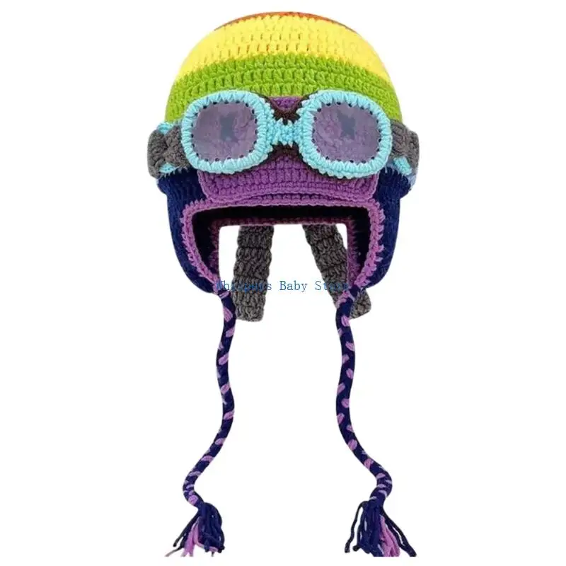 U90E Cartoon Winter Earflap Hat Knitted Size Most Unisex Gift