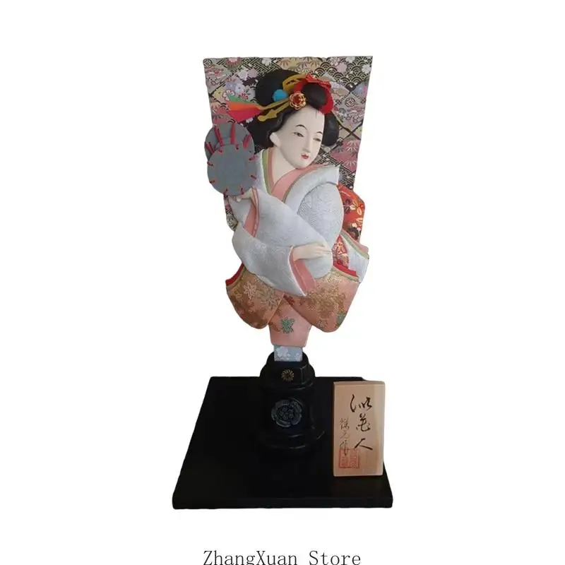 Traditionelle japanische Hagoita-Puppe, Stoff, Holz, Kunststück, Schreibtisch-Regal, Display, 3 x – Detail 2