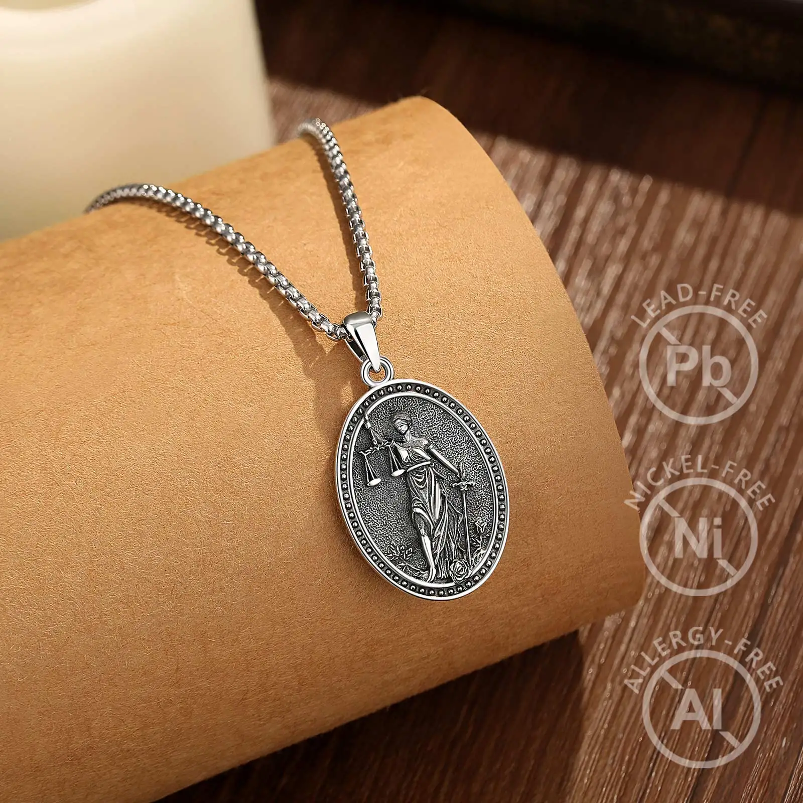 يودورا 925 فضة ثيميس آلهة العدالة قلادة السيف التوازن الموازين قلادة الأساطير اليونانية مجوهرات للجنسين هدية