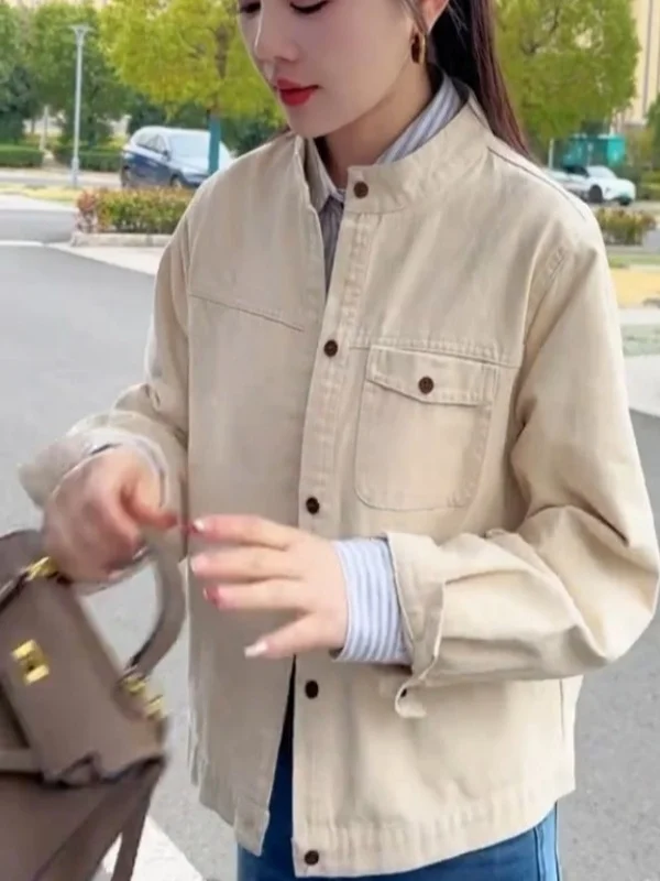 

Retro Casual Short Shirt Jacket Women's Fashion Slimming Top Spring New Style Commute Style Loose Fit Long Sleeve Button up