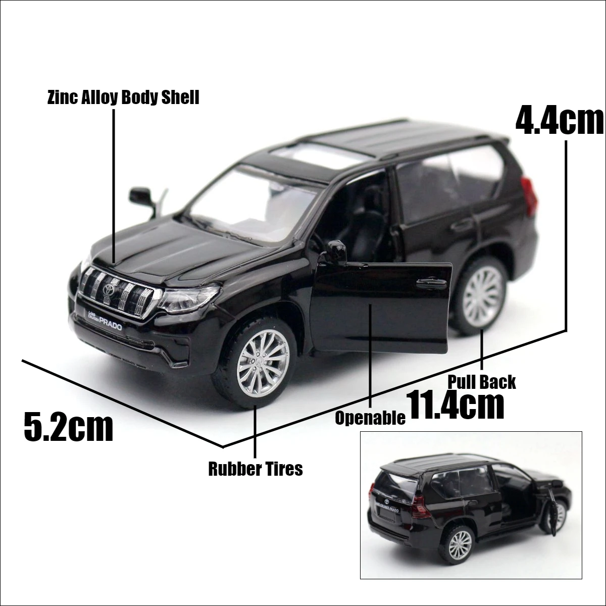 1/43 toyota land cruiser prado carro de brinquedo para crianças
