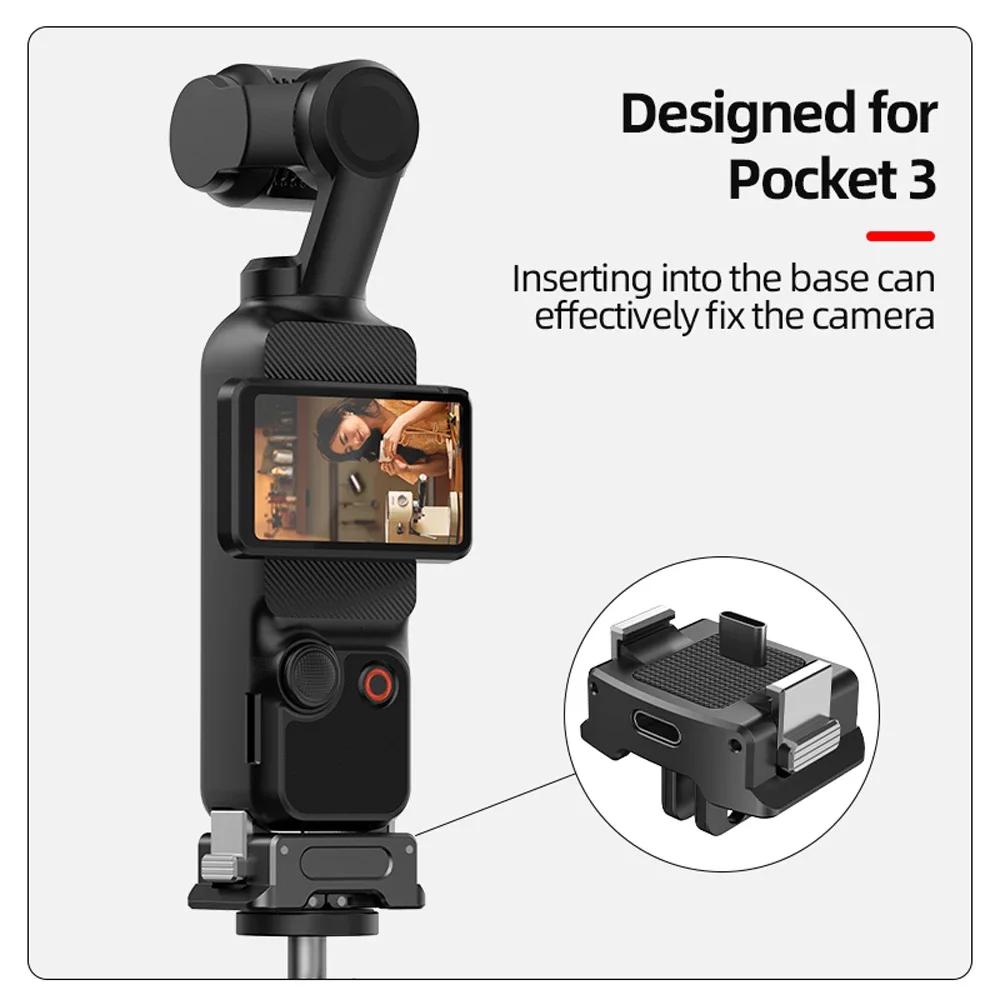 Charging Adapter Base for DJI OSMO Pocket 3 1/4 Mount Connector Folding Holder Tripod Gimbal Camera Quick Release Accessories