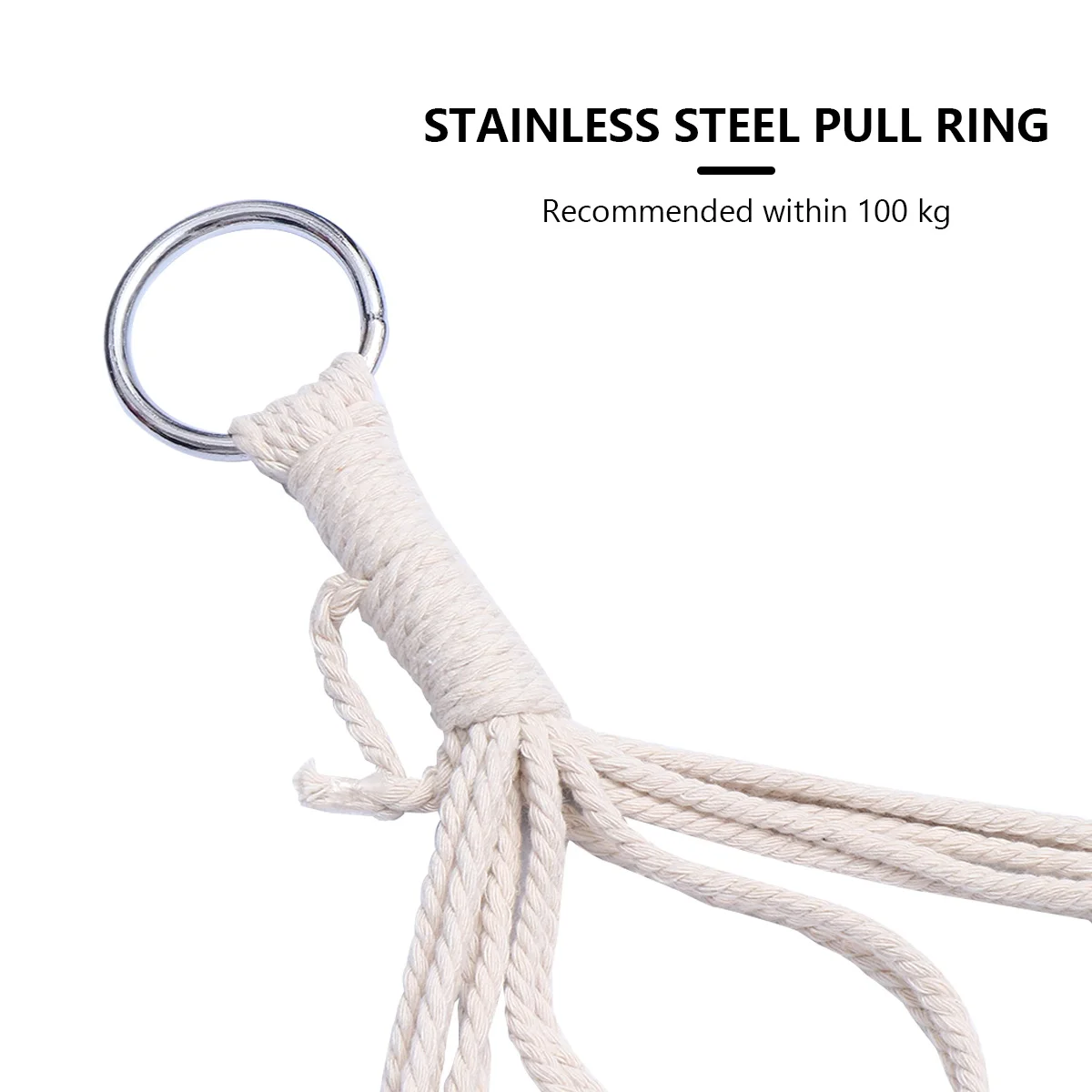 

Hammock Swing Double Beige with Wooden Sticks Lightweight Durable Comfortable for Camping Hiking Outdoor Leisure Mesh Cotton