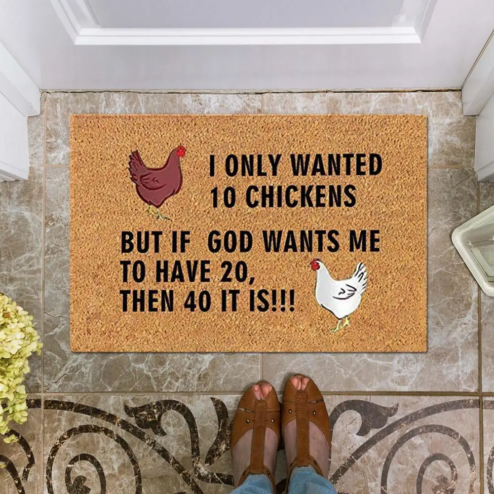 Front Door Mat Chicken Pattern Entrance Carpet Water Absorbent Floor Mat for Kitchen Office