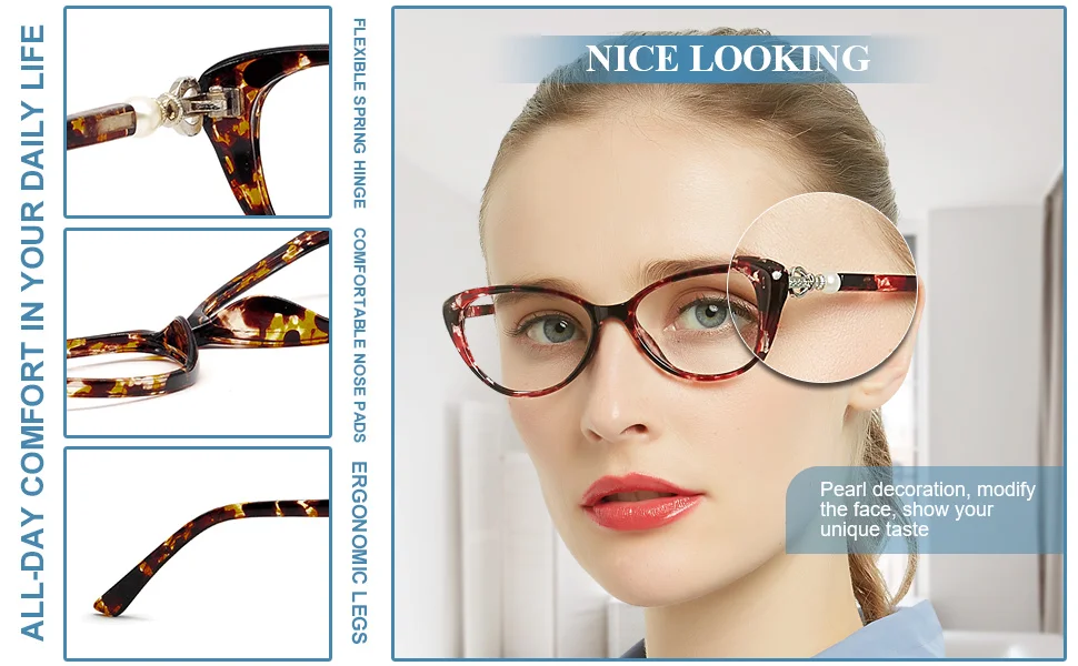 Katzenauge Presbyopie Brille wmoen klassischen Stil progressive Brille exquisite Design Leser verschreibung pflicht ige optische Brille Rahmen – Detail 5