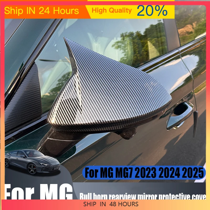 New For MG MG7 2023 2024 2025 bull horn rearview mirror protective cover modified car exterior decoration accessories ABS materi