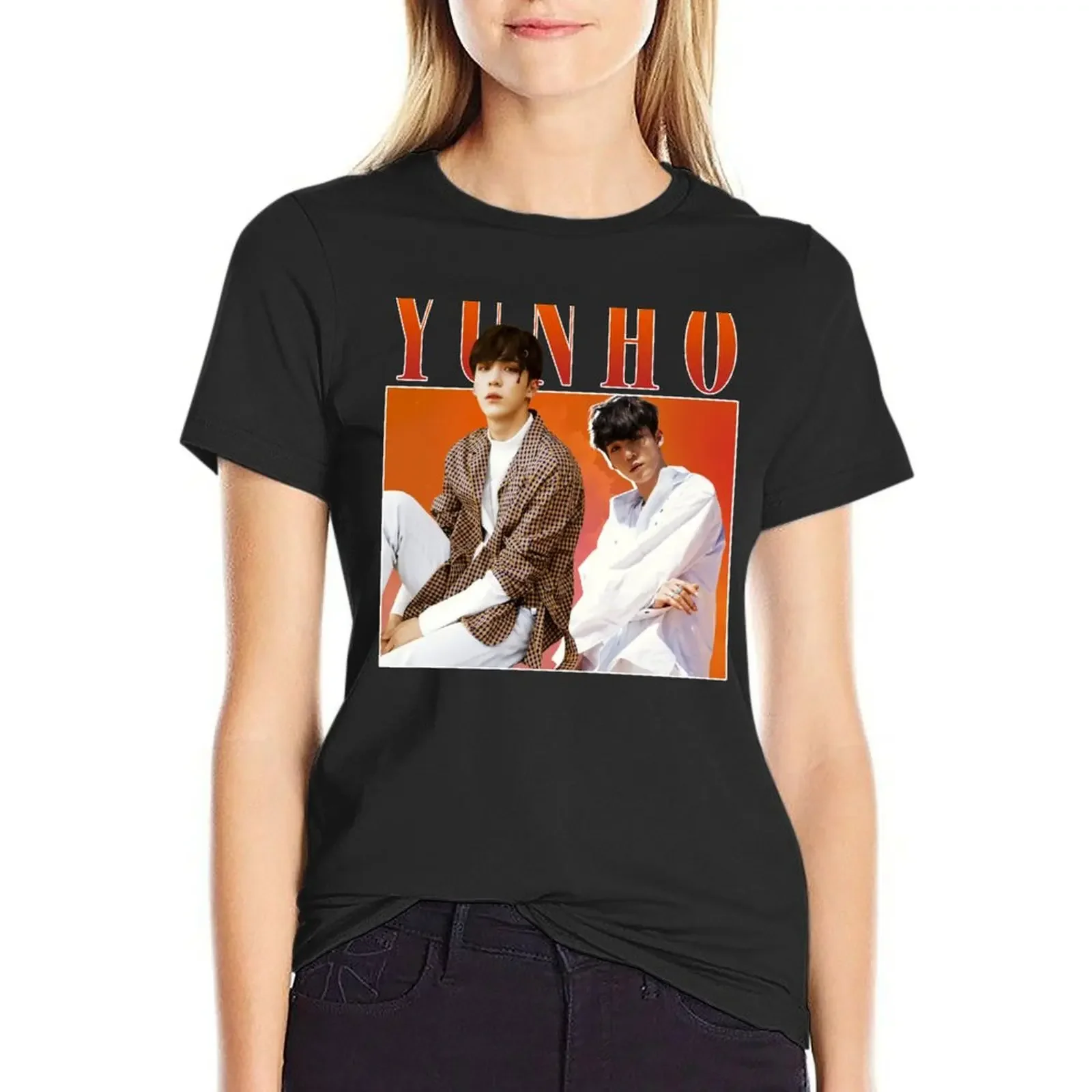 

Jeong Yunho Ateez T-Shirt sublime customs anime Short sleeve tee clothes for Women