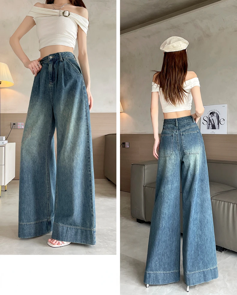 

Lady Slouchy Baggy Jeans Women Clothing Girls Fashion Casual High Waisted Denim Wide Leg Pants Female Clothes Cheap Wholesale B1