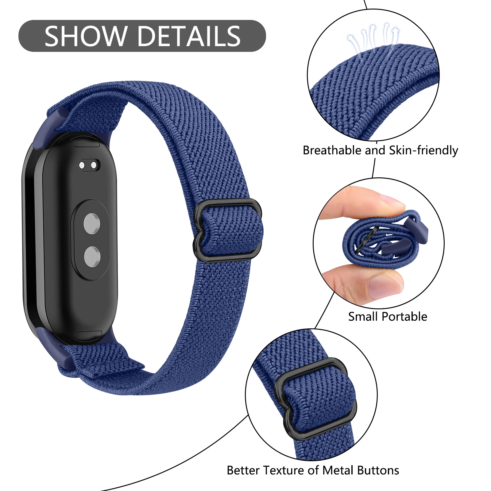 Nylon-Schlaufenarmband für Xiaomi Smart Band 10 9 8 Ersatz-Uhrenarmband NFC Elastisches Armband für Xiaomi Smart Band 10 9 8 – Detail 5