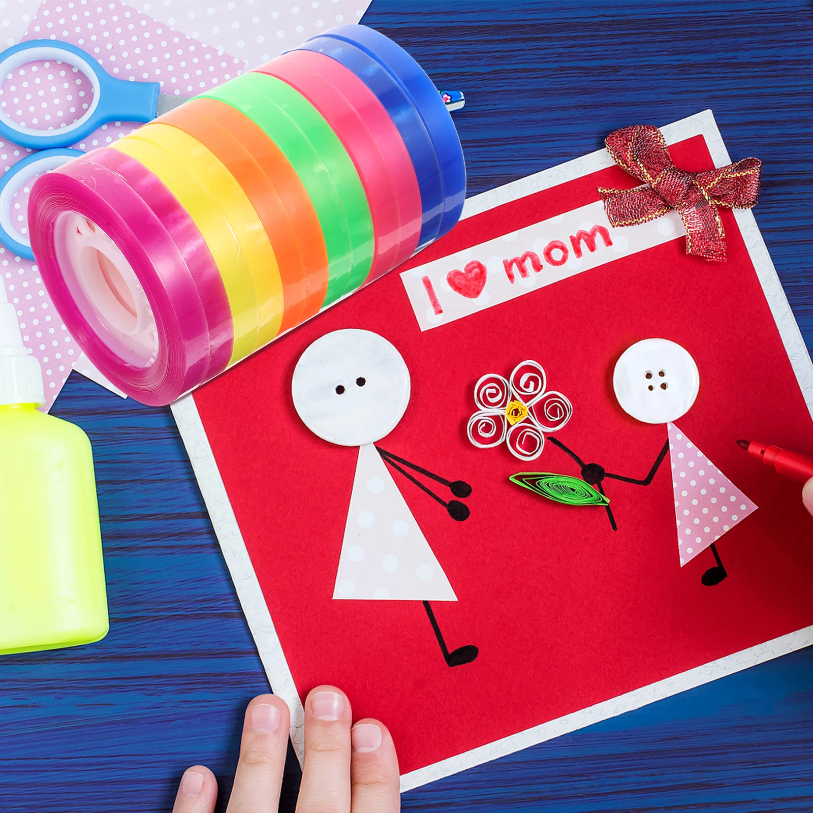 

12 Rolls Colorful Transparent Adhesive Tape Decorative Tape for Scrapbook Journal DIY Gift Wrapping Gift Wrapping Tapes