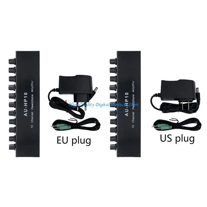 

U2JE 3.5mm Input 1 in 10 Out Channel Headphone Amplifier Stereo Power Adapter Distributor Headphone Splitter for Studio Stage