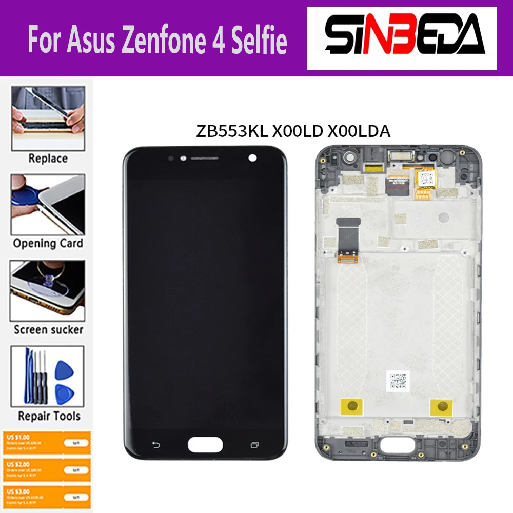 

5.5" LCD For Asus Zenfone 4 Selfie ZB553KL X00LD LCD Display Touch Screen Digitizer Assembly With Frame ZB553KL X00LD LCD