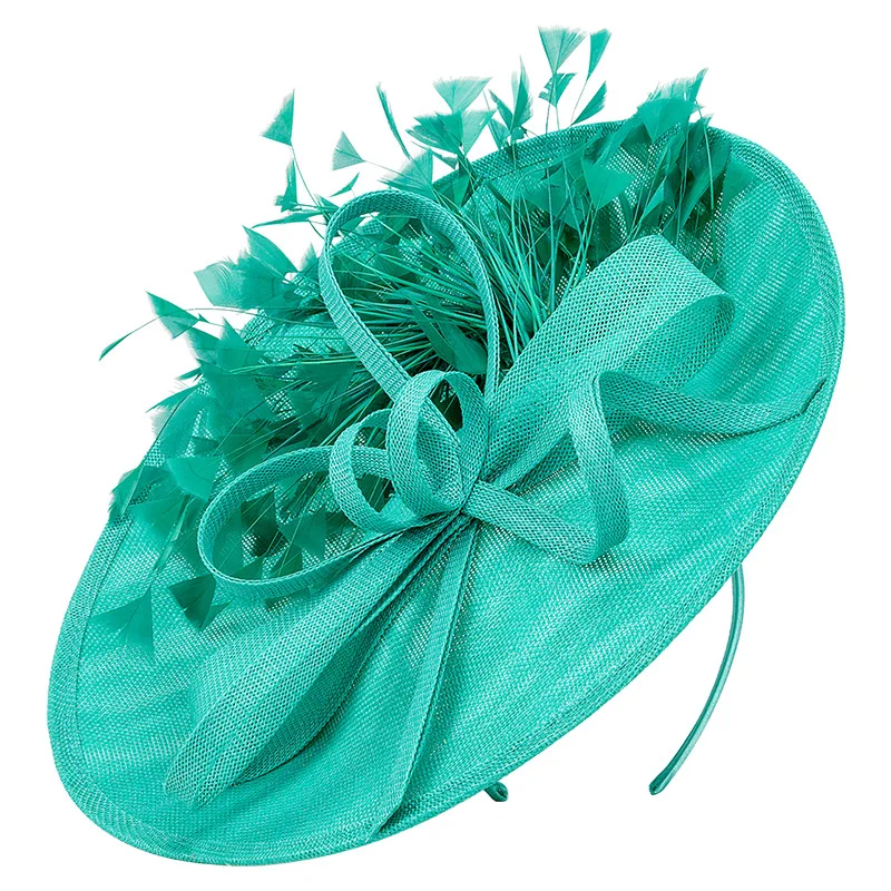 2026年ブランド高級大型ファシネーターハットヘアバンド、女性用フェザーボウウェディングハット、教会、カクテルパーティー用ファシネーターヘッドドレス