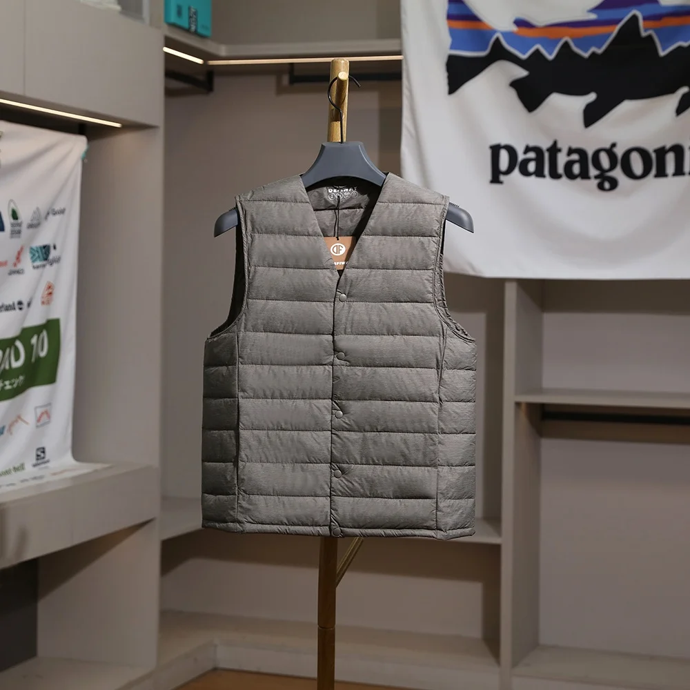 

ex Lightweight Warm Casual Pure Color Vest Autumn Winter Faion Ci Sle V-Ne Loose Fit Single Button Closure