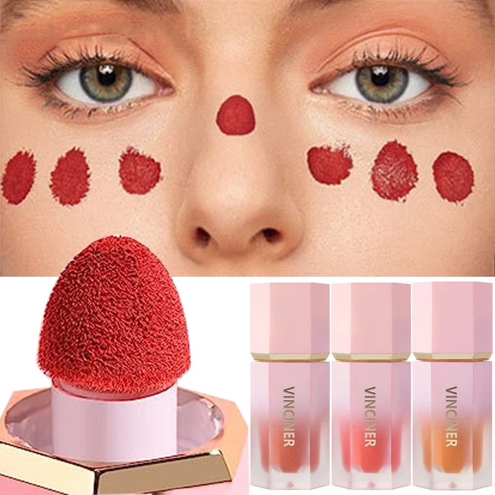 Soft Cream Liquid Blush 8Colors Facial Cheek Blush Liquid Contour Makeup Stick Waterproof Natural Blusher Korean Cosmetic Beauty