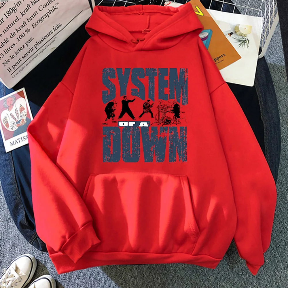 90s Vintage Rock Band System of A Down Print Hoodie Unisex Casual Sweatshirt Men Women Aesthetic Metal Music Pullover Hoodies
