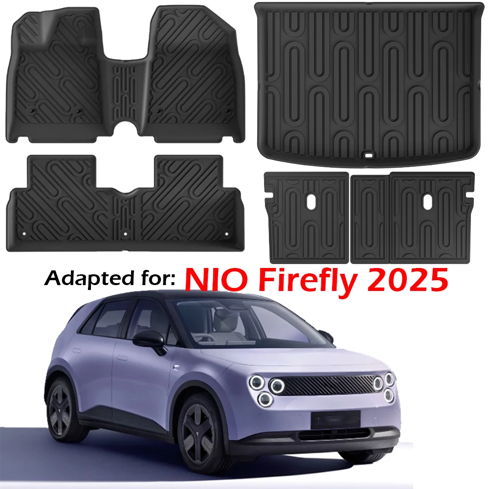 

For NIO Firefly 2025 All-Weather TPE Car Floor Mats Cargo Liner Trunk Pad Waterproof Black Interior Protector Accessories