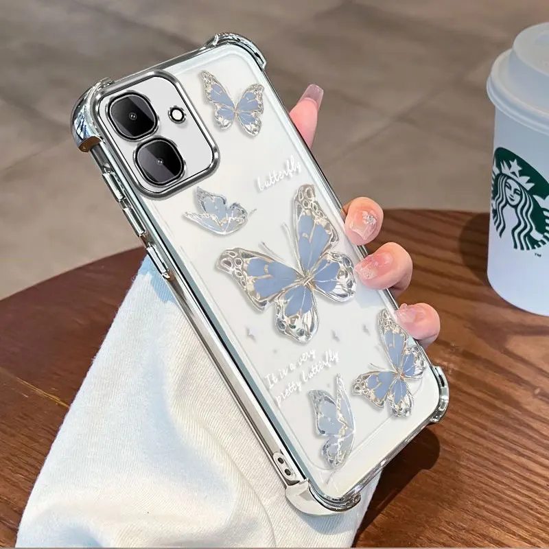 Plating Protective Cover For Infinix Smart 20 10 4G Case TPU Four-corner Shockproof Fundas Bling Stars Pattern