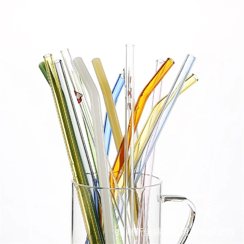 1/2/3PCS High Borosilicate Glass Straw Creative Milk Beverage Straw Large Wave-shaped Heat-resistant Glass Pipette Tableware