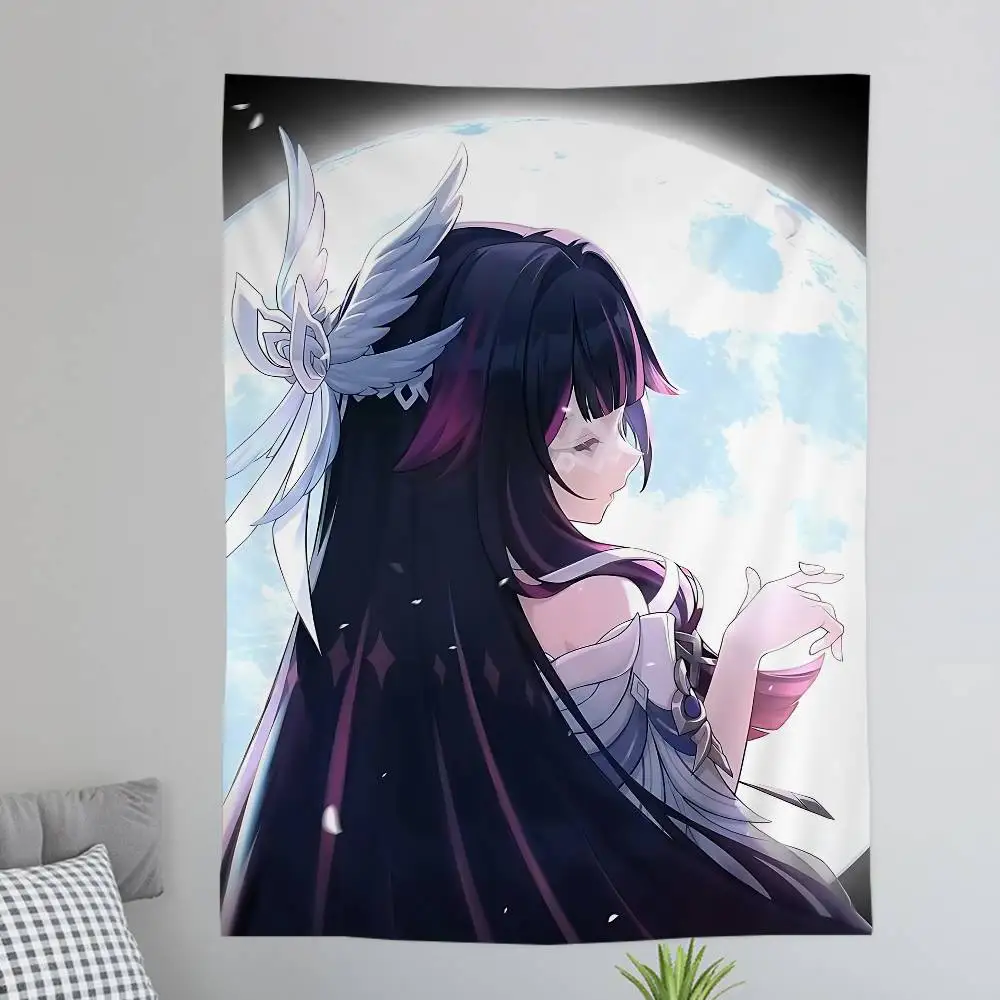 Genshin Impact Columbina hängender böhmischer Wandteppich, hängende Tarot-Hippie-Wandteppiche, Wohnheim, Heimdekoration