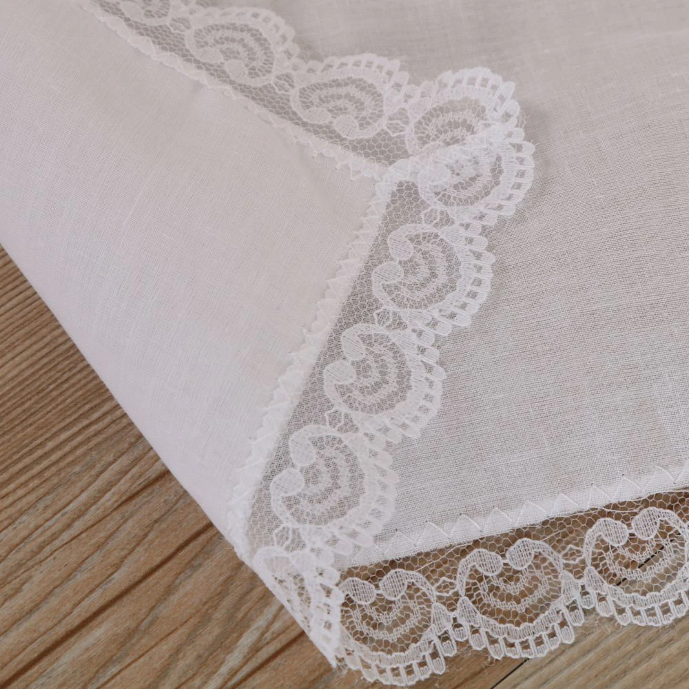 1/3Pcs Ladies Embroidery Cotton Handkerchiefs 25*25cm Lace Border White Hanky for Wedding Party Banquet Cotton Napkin Hankies