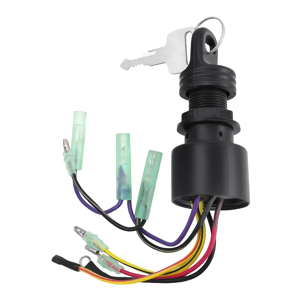 Black Ignition Switch for Mercury For Outboard 6 Wire Systems with Key for Marine Boats and Ship Electric Door for lock Use