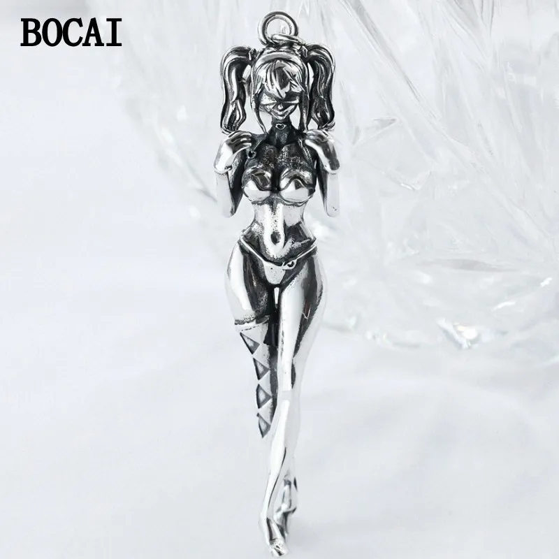 BOCAI New S925 Silver Personality Retro Beauty Pendant Couple Gift