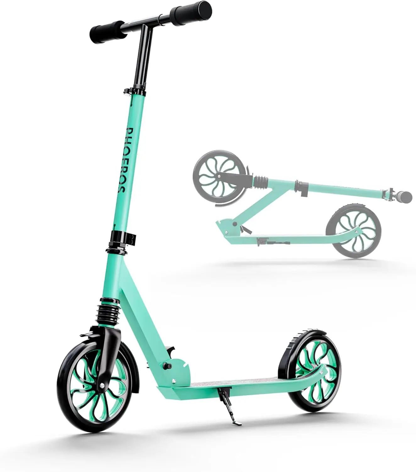 

Foldable Kick Scooter for Kids & Adults, Lightweight Aluminum with 8-Inch Wheels, Adjustable Height, Shock Absorption
