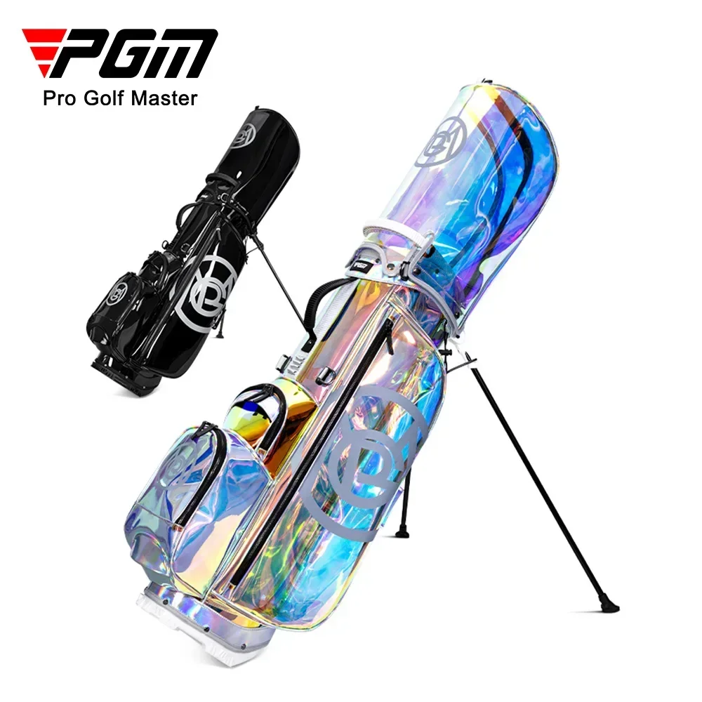 PGM Women Golf Bracket Bags,Portable TPU Waterproof Club Pack,Lightweight Foldable Colorful Transparent Golf Stand Bag QB131