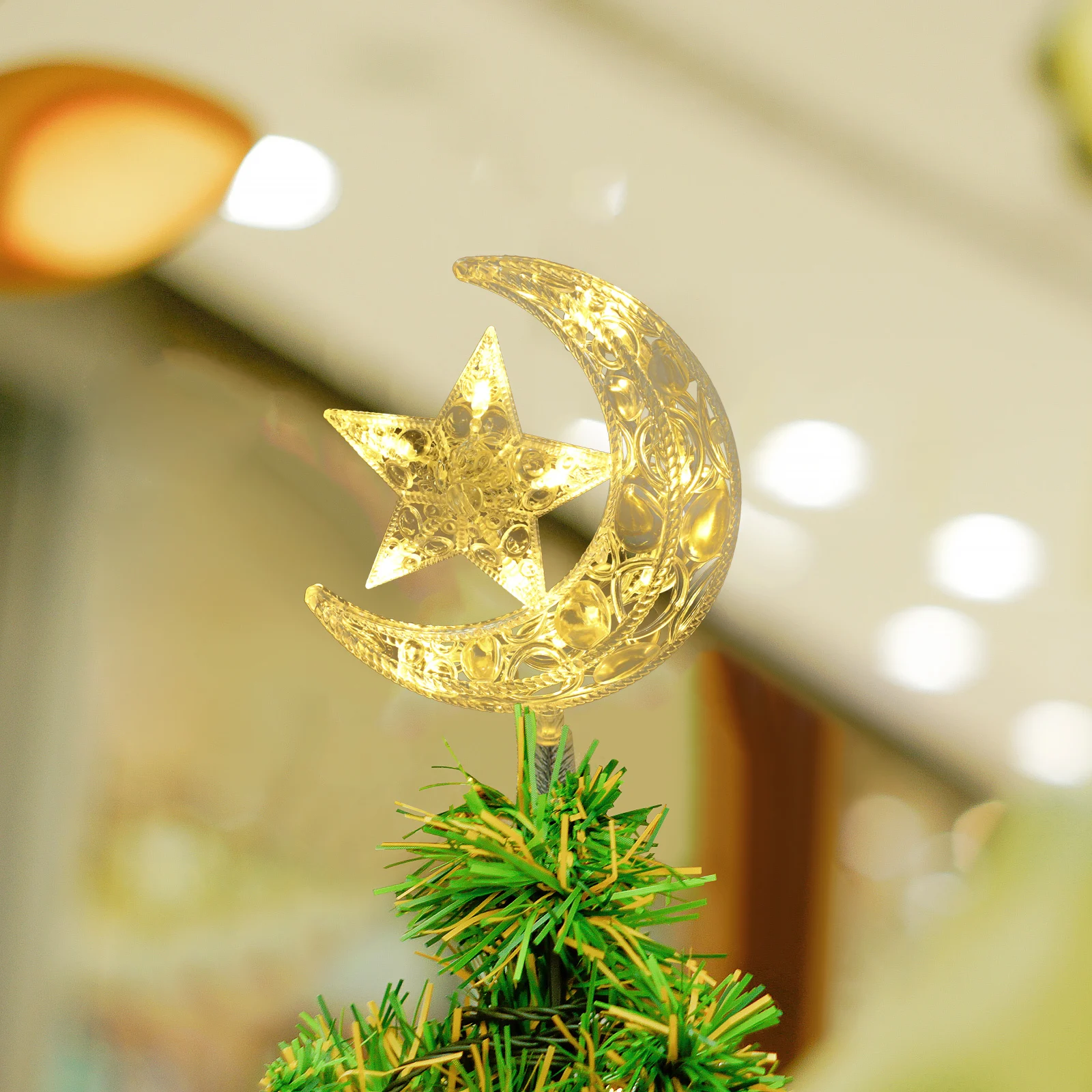 

Christmas Tree Star Moon Treetopper Plastic Christmas Tree Decorations LED Xmas Decorations Holiday Party Supplies DIY Ornaments